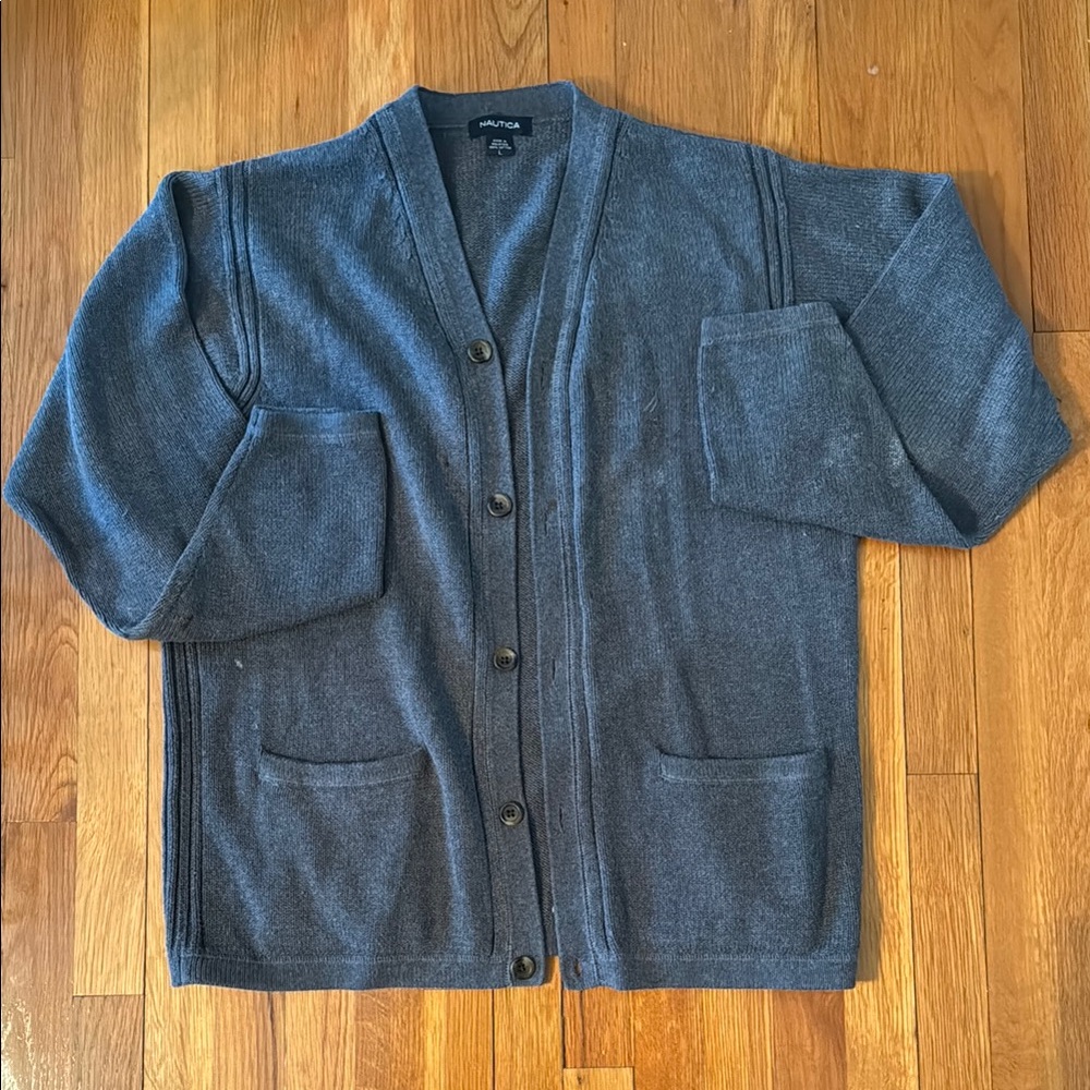 Nautica Men's Gray Cardigan Sweater